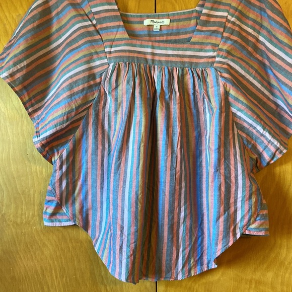 Madewell Butterfly Top In Rainbow Striped Style #L3049. Size XS - Picture 7 of 13